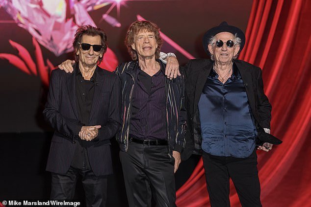Mick Jagger, Keith Richards and Ronnie Wood at the Rolling Stones' 'Hackney Diamonds' launch event on Wednesday