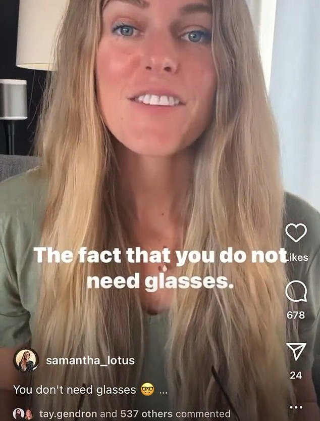 Samantha Lotus, a self-proclaimed 'holistic master coach', said vision problems are caused by 'mental', 'emotional' and 'spiritual' reasons that 'can be cured'
