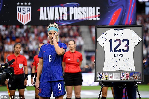 Two-time World Cup winner Julie Ertz played her last match for the United States on Thursday