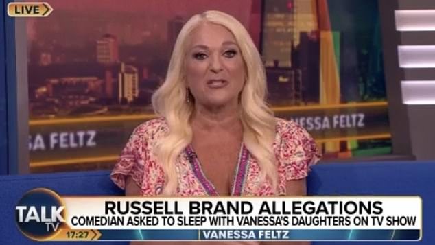 Claims: Vanessa Feltz opened up for the first time about how she was 'deeply offended' by comedian Russell Brand when he joked on air about sleeping with her daughters