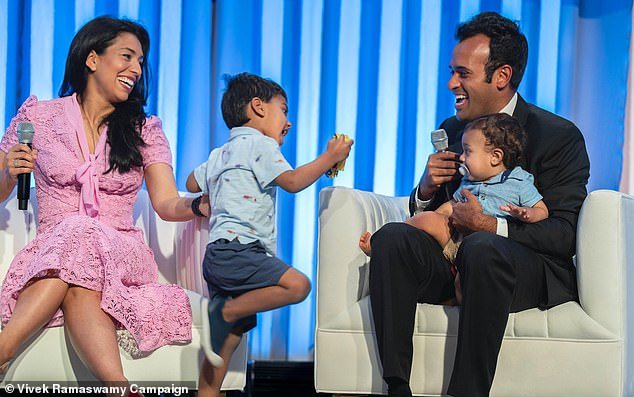 Vivek Ramaswamy married his wife Apoorva in 2015 and they have two young sons together, Karthik, four, and Arjun, one.