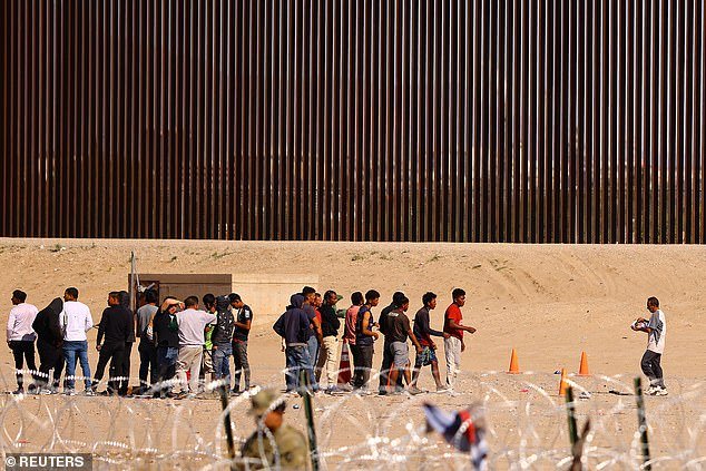 Biden's administration said Thursday it would add sections to a wall to reduce the record number of migrant crossings at the US-Mexico border
