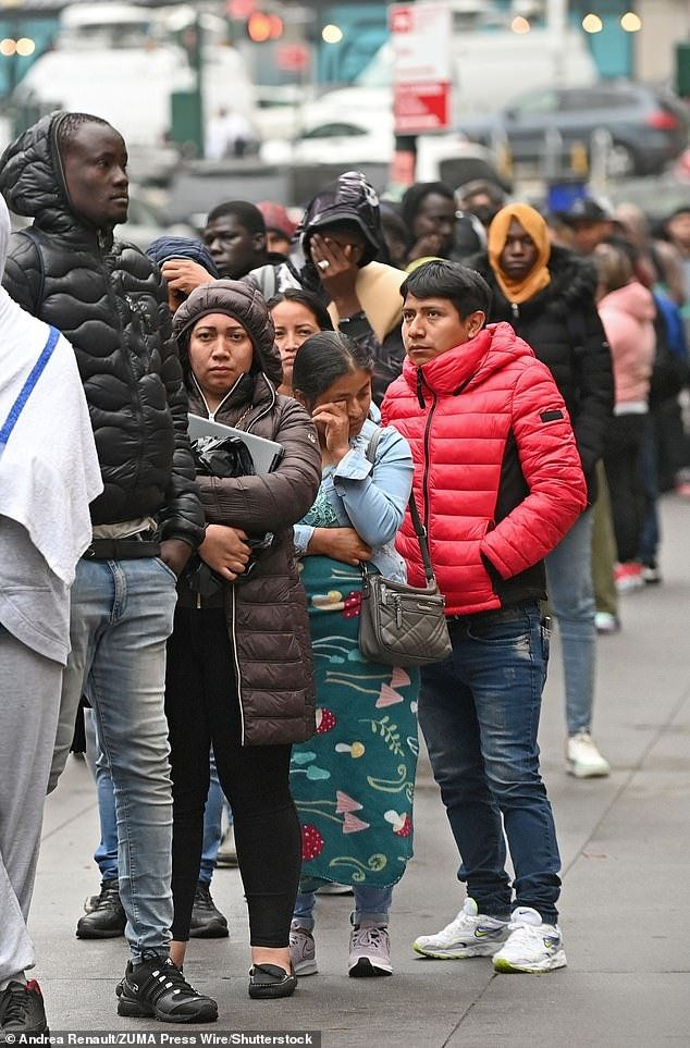 The city says hundreds of migrants arrive every day with nowhere to stay