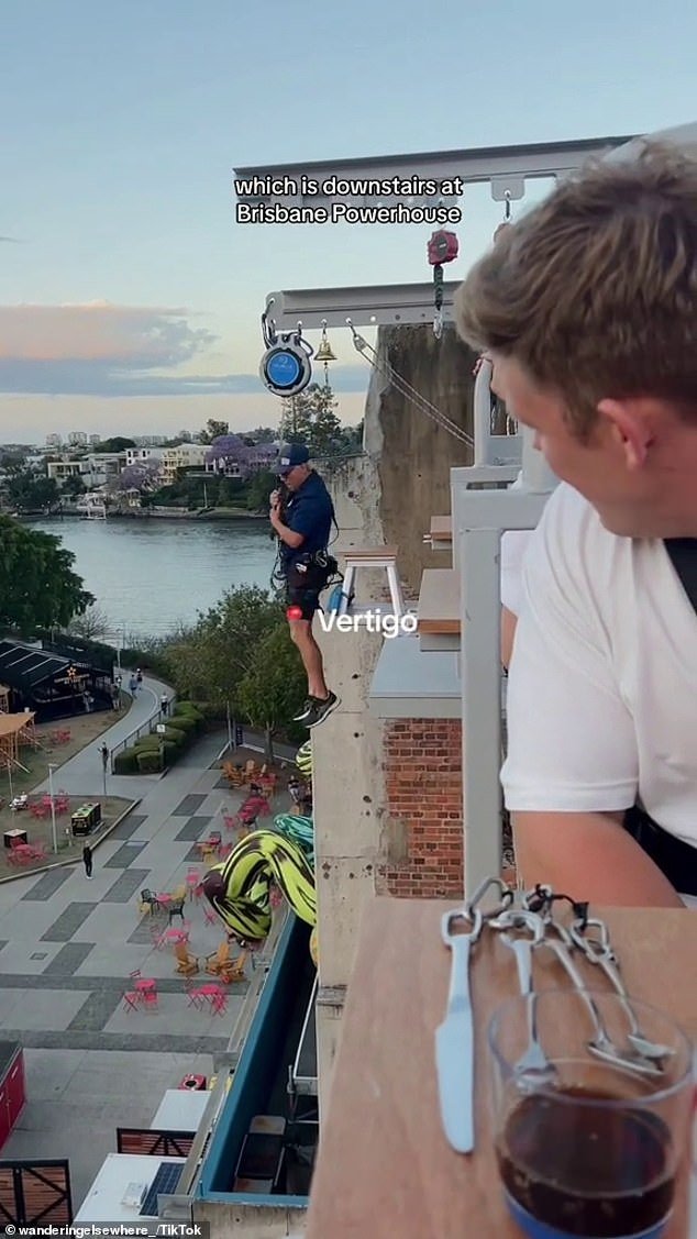 Diners must be fitted with a full body harness and breath tested before being taken to the top of the building for the daring meal.