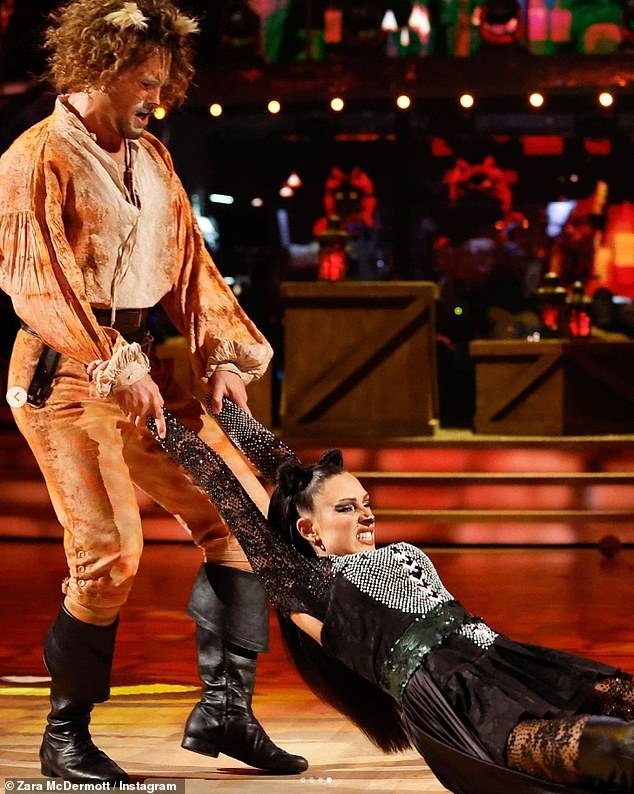 Going all out: They performed their Pasodoble to The Puss Suite from Puss In Boots, while Nikita and Gorka reprized their Jive to Kids In America from Clueless in a bid to impress the judges and stay in the competition