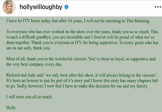 News: The TV star, 42, confirmed on Instagram on Tuesday that she 'will not be returning' to the show, days after an alleged plot to kidnap and kill her was thwarted
