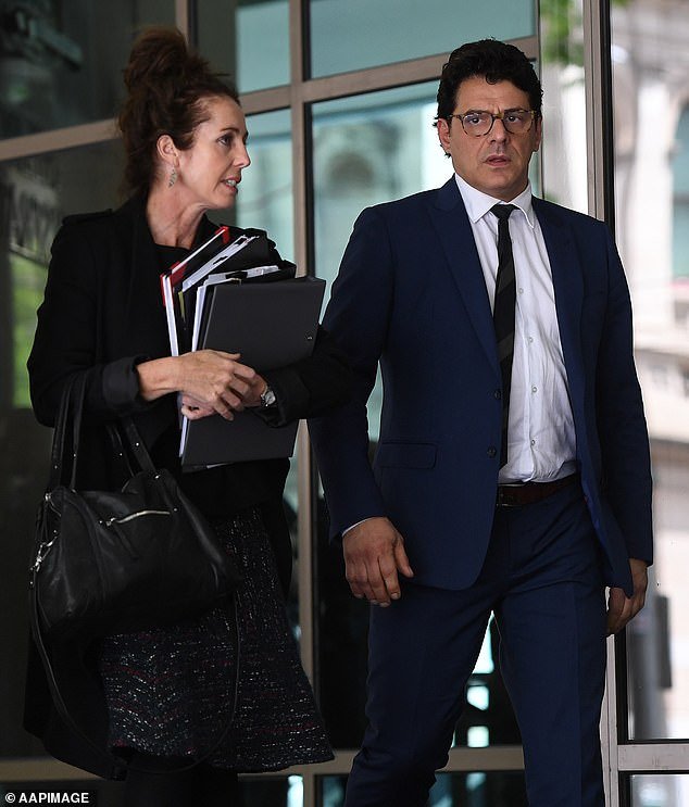 Vince Colosimo (right) leaves the Melbourne Magistrates Court in Melbourne in 2017 after being fined $3500 and having his license revoked.  He was caught driving under the influence of ice