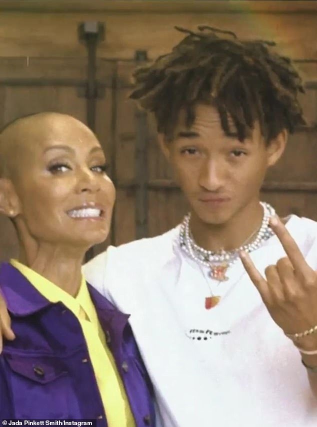 'Superpowers': Jada's 25-year-old son Jaden Smith (R, pictured in 2022) could see her suffering and introduced her to the idea of ​​taking ayahuasca, a plant-based psychedelic drug, during a mother-son conversation in the kitchen
