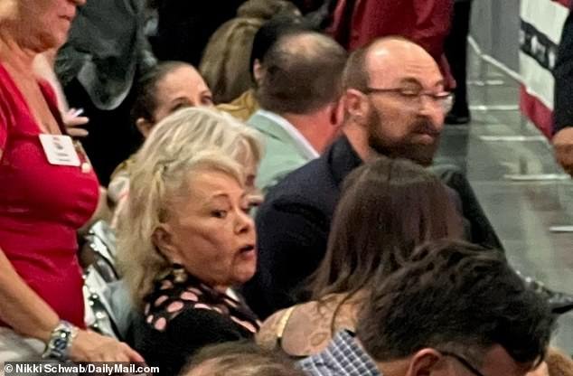 Comedian Roseanne Barr sat front row for former President Donald Trump's 'Club 47' event in West Palm Beach, Florida on Wednesday night