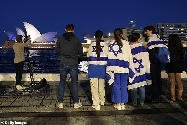 Israel's supporters kept their distance, watching the show from across Circular Quay