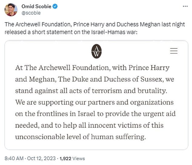 The statement by Harry and Meghan was revealed by their favorite journalist Omid Scobie
