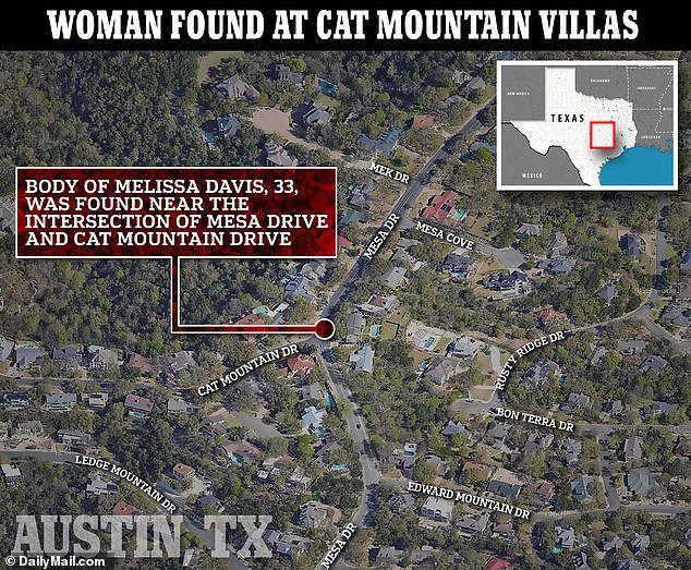 Davis' body was found at an intersection on Cat Mountain in Austin, Texas.  The city itself has a population of 26,000 and has attracted upper-class families and single professionals.  Homes in the area range from $300,000 to over $1 million