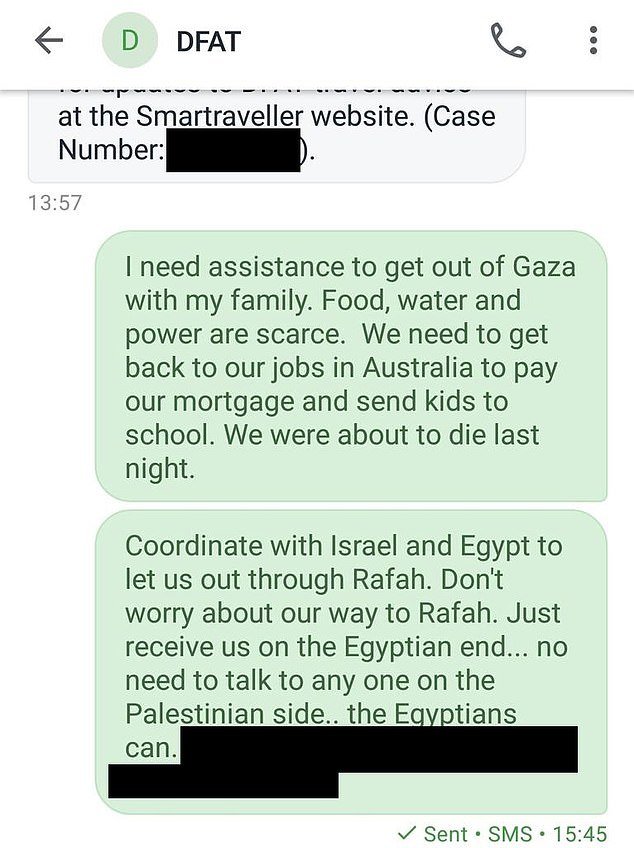 The family sent several messages to the Department of Foreign Affairs and Trade (above) and received a response on Tuesday