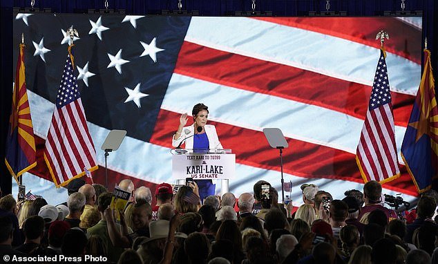 Lake announced her candidacy for her party's Senate nomination at a raucous Scottsdale rally near Phoenix