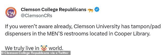 An onslaught of outrage was unleashed after the Clemson College Republicans posted a photo of the dispenser to X