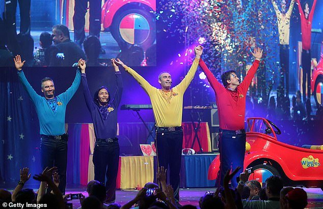 The Wiggles were formed in 1991 by Blue Wiggle Anthony Field, Red Wiggle Murray Cook, Purple Wiggle Jeff Fatt and Yellow Wiggle Greg Page.  Everything in the picture