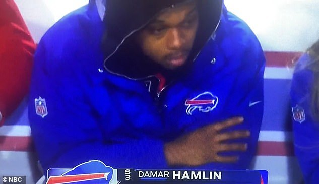Damar Hamlin - who collapsed on the field earlier this year - was visibly emotional as he watched