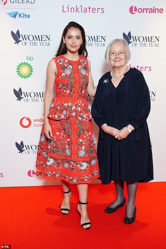 Glowing: Felicity Jones (left) and Lady Hale (right) pose for a sweet snap together