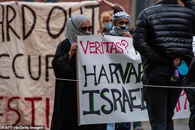 University campuses (pictured at Harvard) have become a focal point of hostilities as the country grapples with the complex conflict in the Middle East
