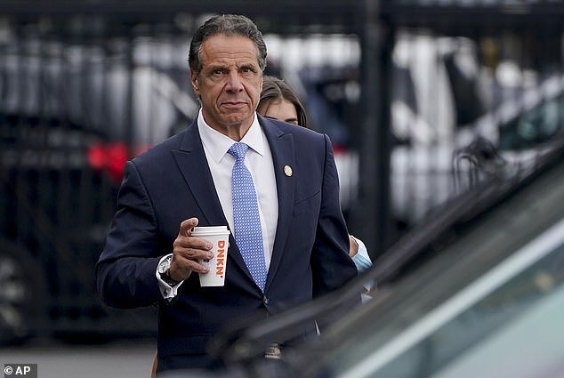 Cuomo (pictured in 2021 after his resignation speech) considered the bid for two years before he was forced to resign as governor amid allegations that he sexually harassed 11 women