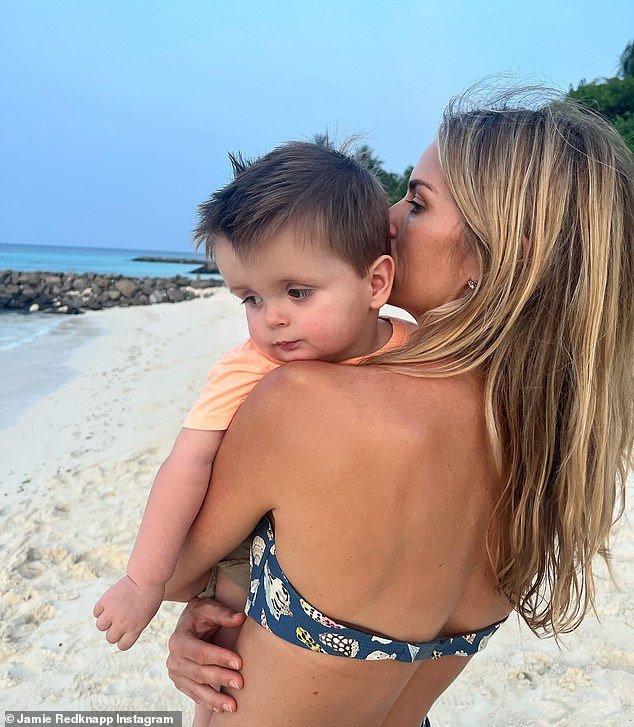 Magic moments: Sharing a collection of memories, Jamie posted snaps of the family on holiday together with Frida carrying their 23-month-old son Rafael