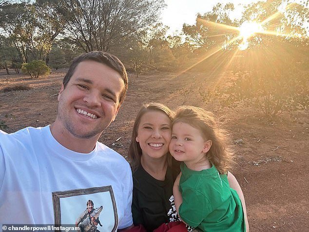 Chandler Powell is head over heels in love with his wife Bindi Irwin and cherishes every day with the couple's young daughter, Grace Warrior.  Everything in the picture