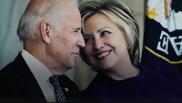 The campaign ad emphasizes Clinton's close bond with Biden and portrays her as the true brainwasher of the American public