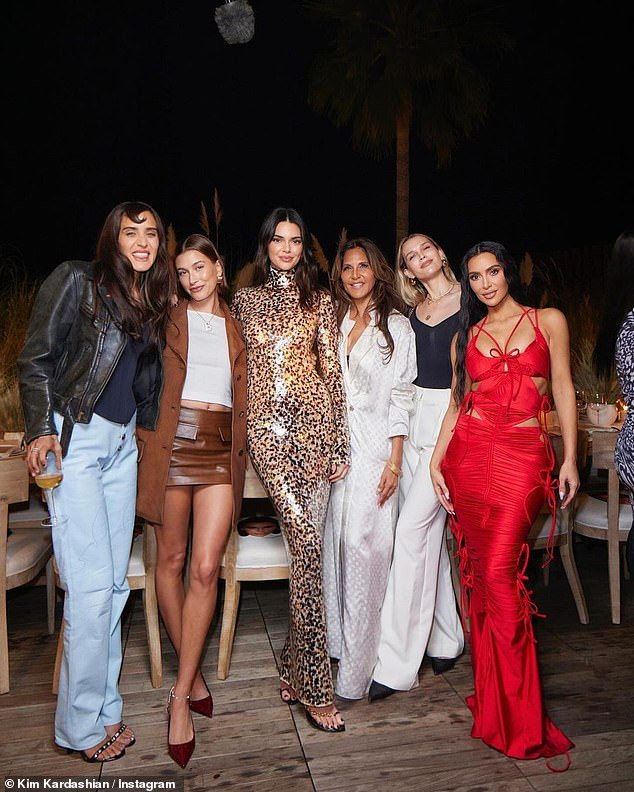 Kim posted at the end a group photo with supermodels Hailey Bieber and Kendall, Chrome Hearts founder Laurie Lynn Stark and her daughter, musical artist Jesse Jo Stark