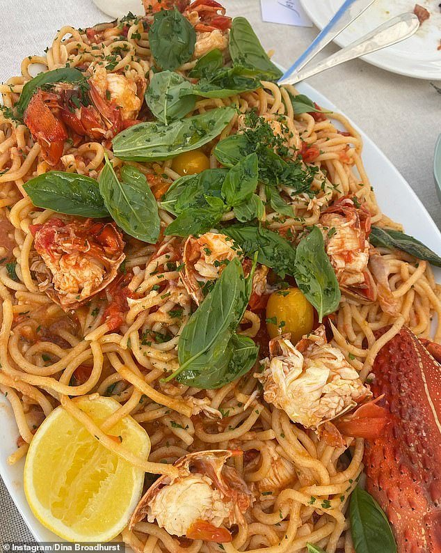 A delicious seafood pasta dish was also served, as well as other multi-course meals served by private chefs