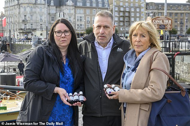Joanne Griffiths (left) and Graham and Elaine Levy, pictured in Amsterdam, where they purchased essential medicinal cannabis oils