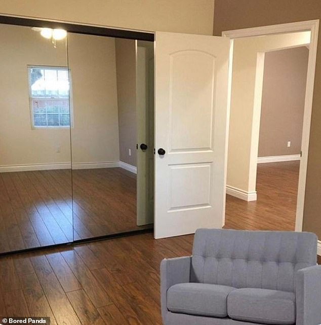 Talk about lying on the couch!  With a poor attempt at Photoshop, the real estate agent tried to trick the buyer into thinking there was a couch in the living room