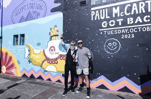 It's all for you: Ahead of the one-off show, local artist Mitch Revs paid tribute to McCartney by painting a 1,600-square-foot mural of the British star on the city's Hunter Street