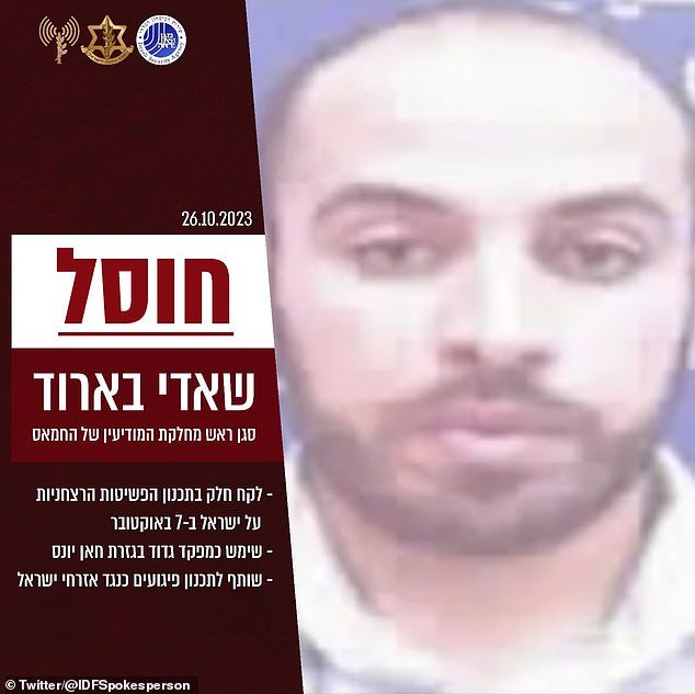 The accusation Barud (pictured here) is accused of being behind the October 7 attacks that killed hundreds of Israeli civilians