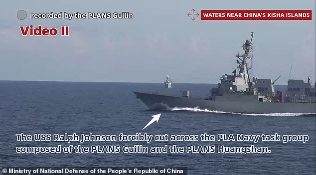 In the clip, China claims the US has violated international rules and agreements between nations for the safety of air and maritime encounters