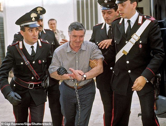 Sicilian mafia boss Salvatore 'Toto' Riina during his trial in May 1994.