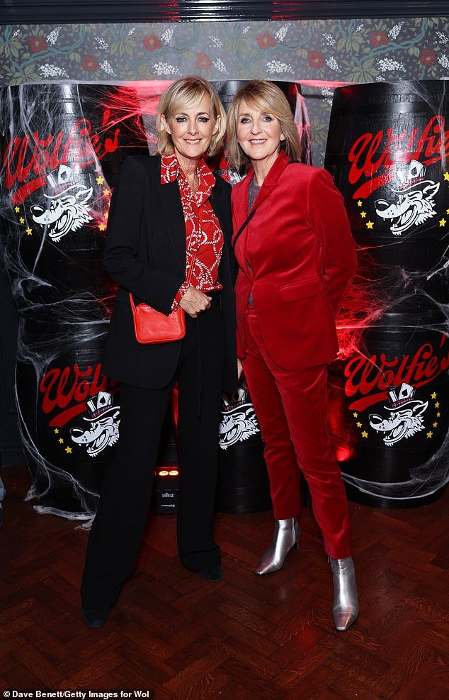 Close friends: Television personalities Jane Moore (left) and Kaye Adams (right) both attended the event