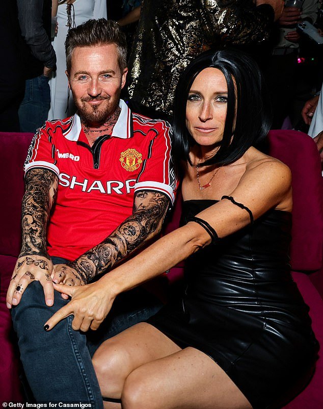 Make your life more exciting!  The Fight Club actor and his Canadian film producer wife transformed into Posh and Becks for the annual party, with Edward covered in fake tattoos