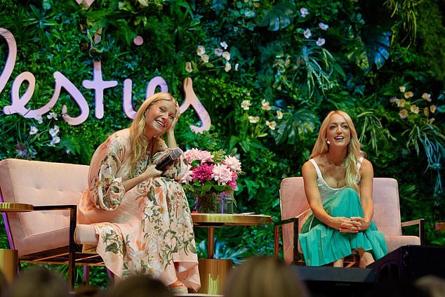 Speaking to a packed crowd on stage at the Besties event in Sydney on Friday evening, the American actress, 51, explained that her husband Brad Falchuk, 52, helped her overcome her vulnerabilities.  Pictured next to host Jackie 'O' Henderson