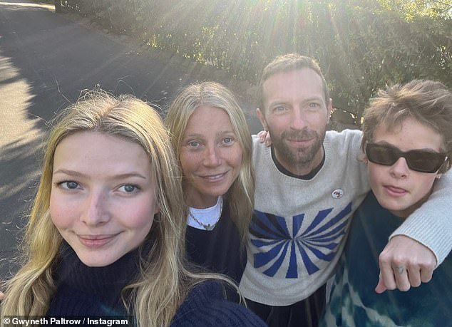 She continues to amicably co-parent her two children with her Cold Play rocker ex-husband Chris Martin, whom she divorced in 2016 after 13 years of marriage.  In a photo with their children