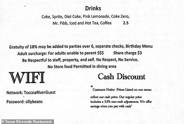 The menu states an 'adult supplement' for 'adults who are unable to parent'