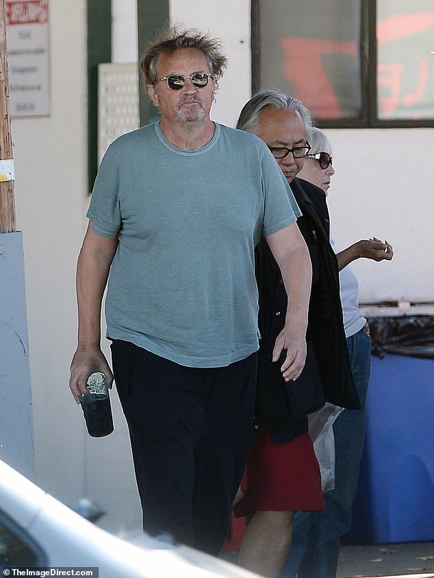 Perry died at the age of 54 (pictured earlier this week, the last time he was seen in public) at his home in LA