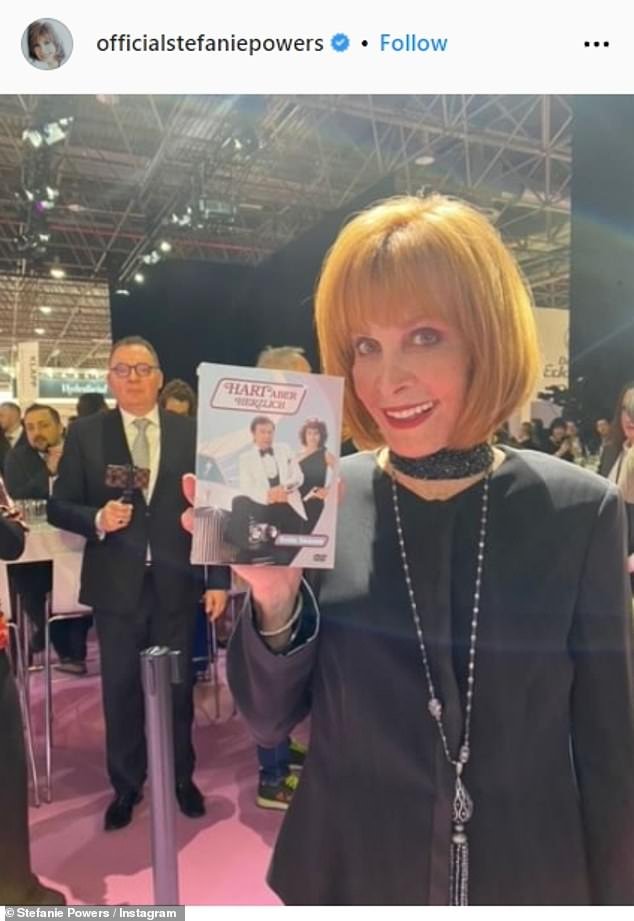 Still has star power: Stefanie Powers shared a new photo on Instagram on Monday.  The 80-year-old Hollywood actress looked happy and healthy as she wore a black outfit with a long gray tassel necklace