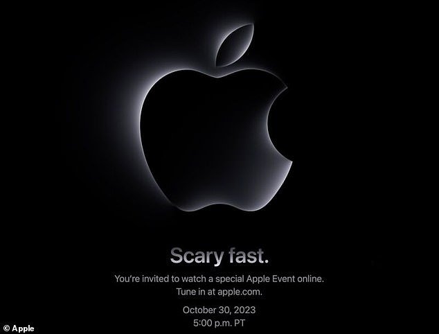 Building excitement: Apple has been tight-lipped about what it might have in store for this surprise Halloween event, but the logo 