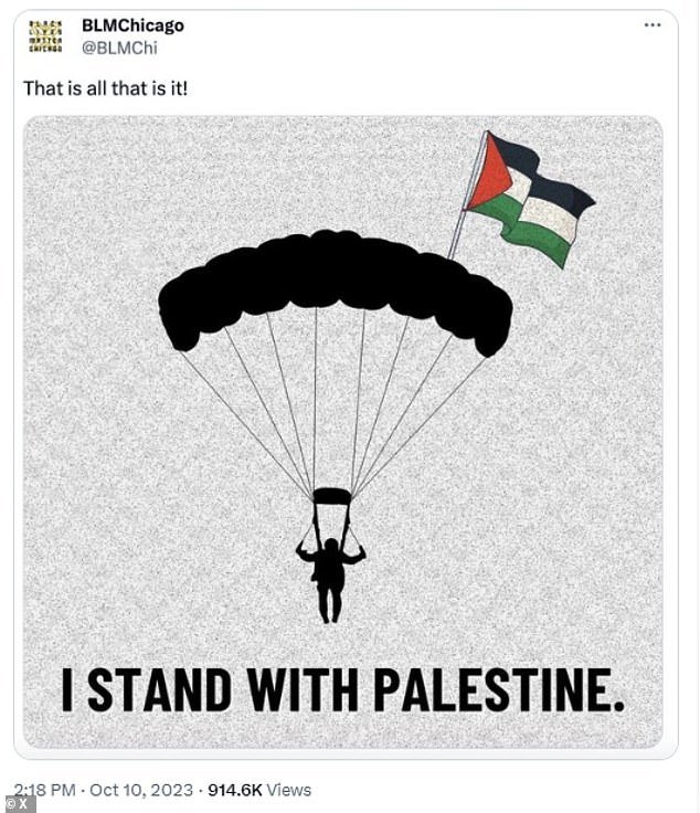 The BLM Chicago branch made its stance on the recent terror attacks in Israel abundantly clear with a slew of pro-Palestinian graphics shared across its social media — but they deleted them and issued a lukewarm apology Wednesday.