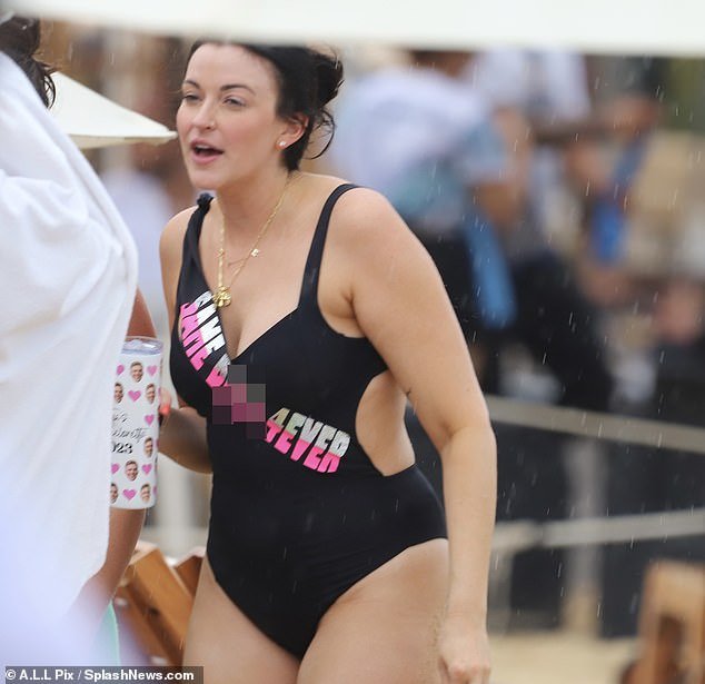 Bride-to-be: Bachelor Nation vet Tia Booth celebrated her bachelorette party in Cabo this weekend wearing a saucy black one-piece swimsuit alongside co-stars Raven Gates and Caroline Looney who joined the festivities