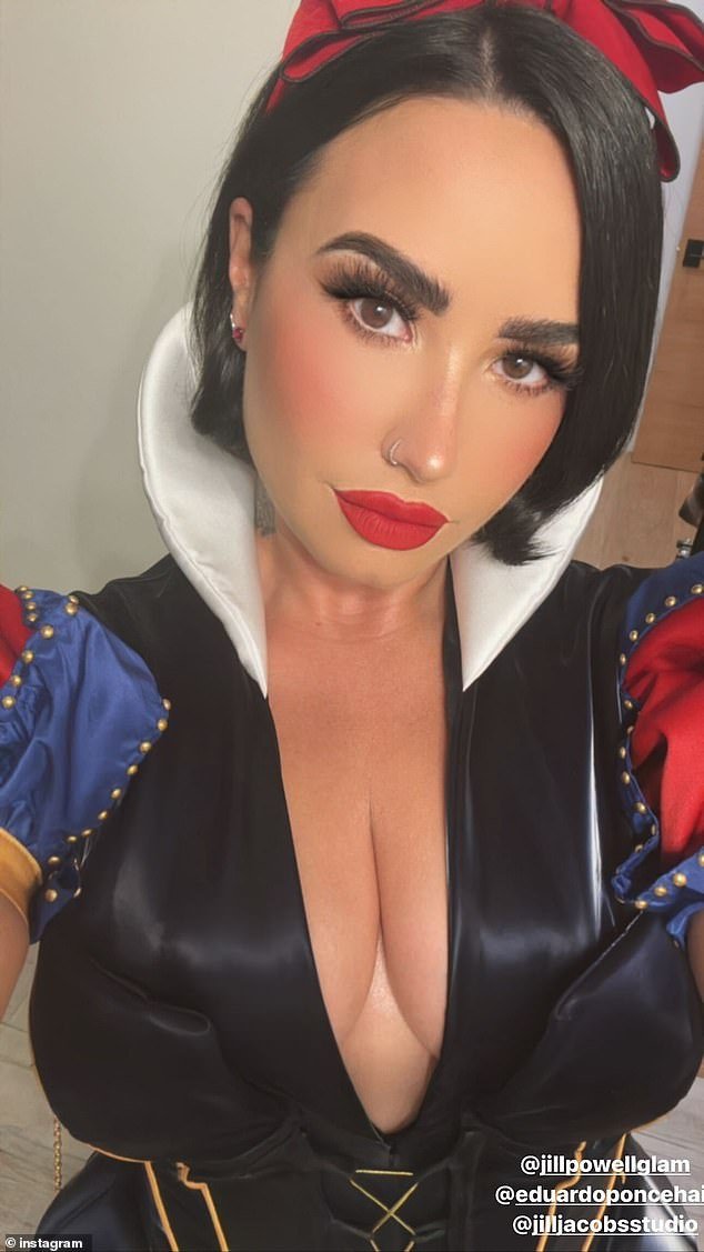 Festive: Demi Lovato was one of many Hollywood stars who shared their Halloween looks on social media this weekend