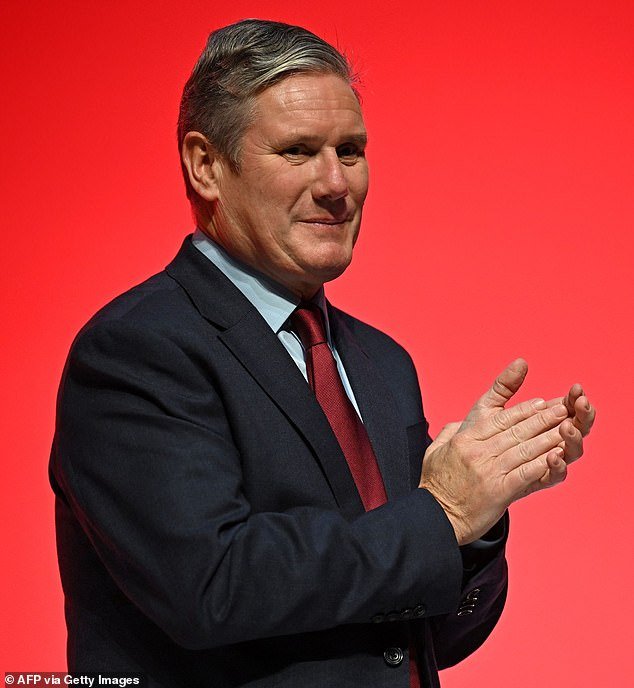 Labor says it would scrap non-dom tax status and use the £1.1 billion raised to pay hospital staff more overtime so they can attend 2 million extra appointments a year.  Pictured: Labor leader Keir Starmer at the Labor Party conference in Liverpool on October 11th