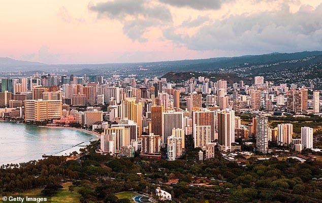 In Hawaii, the most expensive state to retire, the study found that about $121,000 would be needed annually for a comfortable requirement.  Pictured is an aerial view of Honolulu, Hawaii