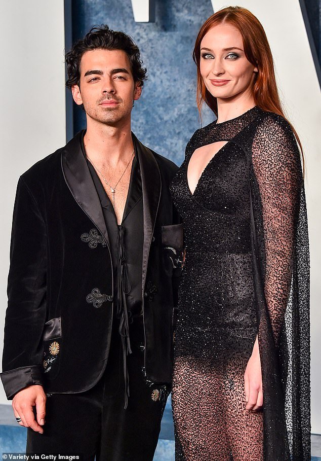 In a better place: Joe Jonas and Sophie Turner are both 'on the same page' post-split when it comes to co-parenting, according to a source who spoke to US Weekly;  seen in March