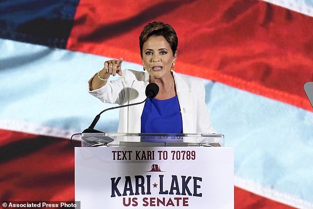 Republican candidate Kari Lake announced her plans to run for the Arizona Senate seat at a rally Tuesday in Scottsdale, Arizona.